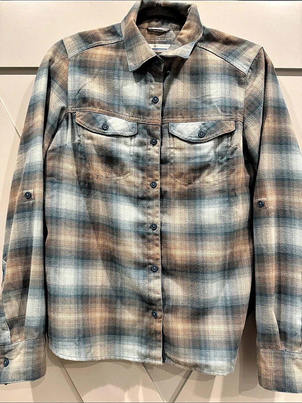 Columbia Omni-Shade Sun Protection Lite Plaid Long-Sleeve Shirt Blue & Brown M